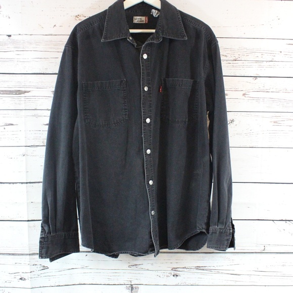 levis black button down shirt